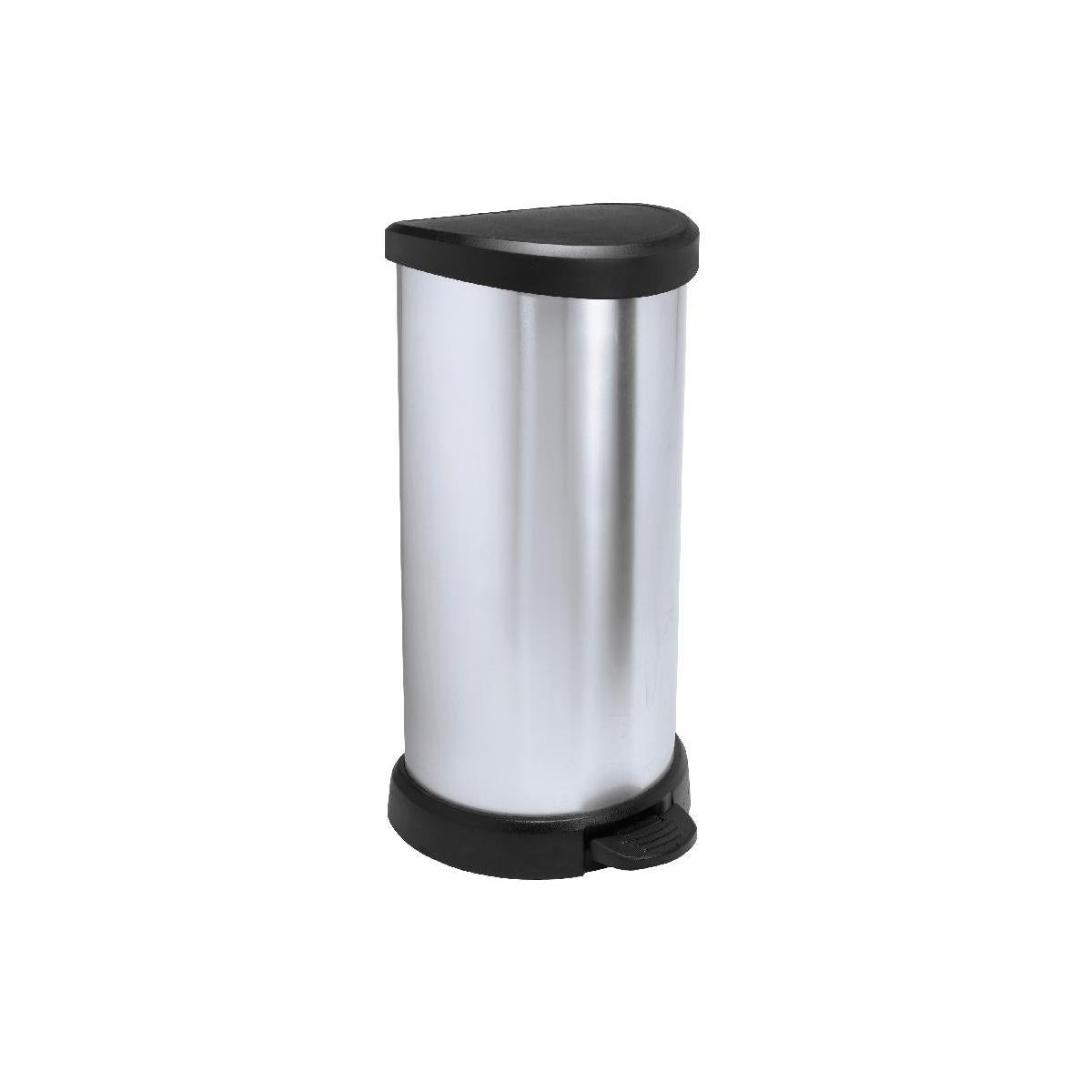Curver Deco Bins 3253922150002 Rotondo Pattumiera 40 litri Nero Argento