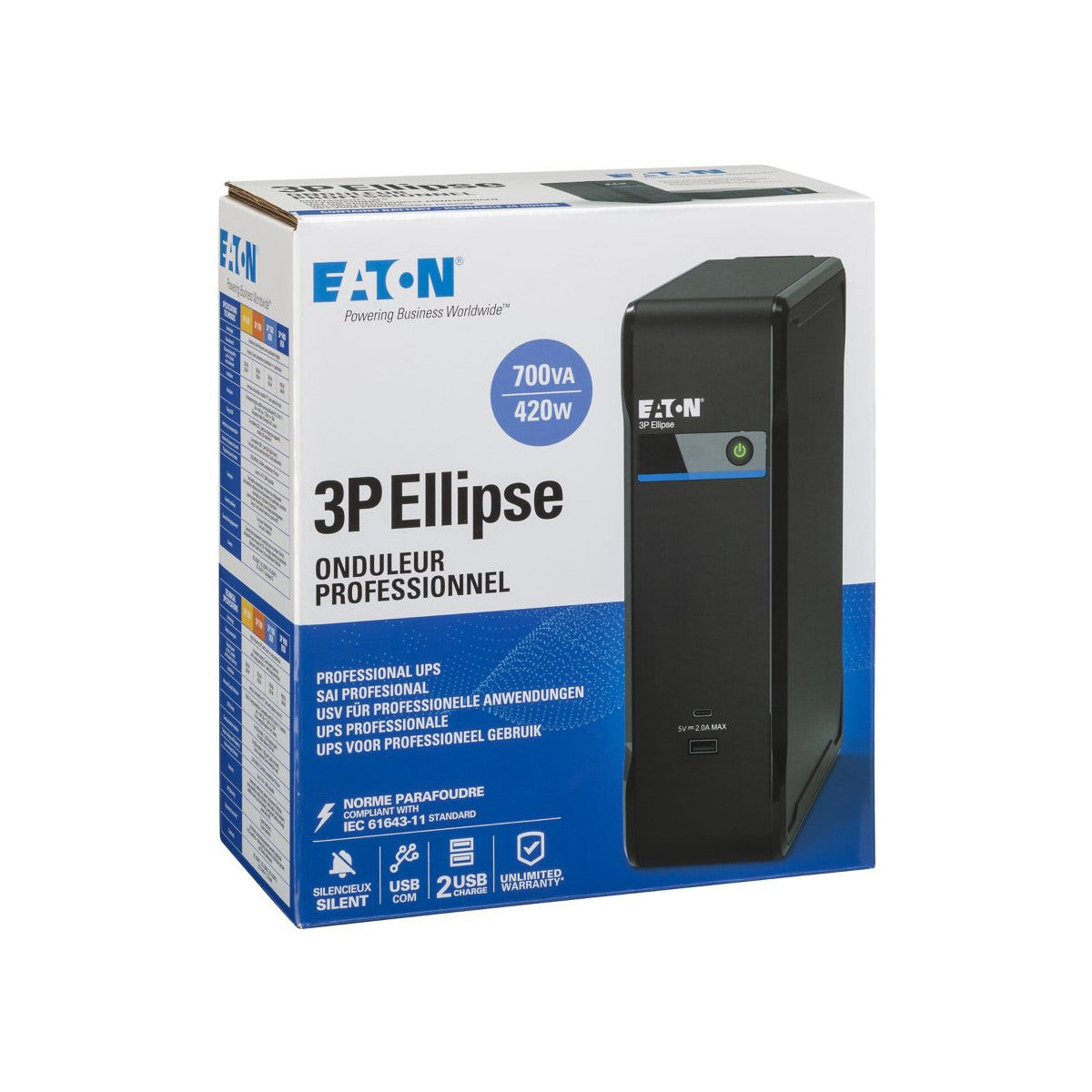 Eaton 3P Ellipse UPS gruppo di continuità (UPS) Standby (Offline) 0,7 kVA 420 W 4 presa(e) AC
