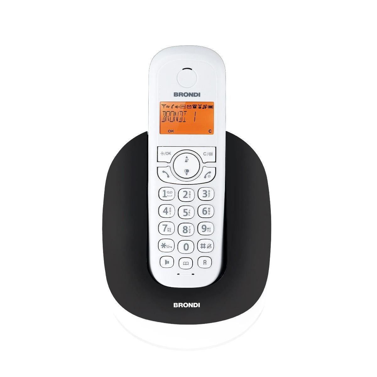 Brondi Manta Telefono DECT Cordless Identificatore di Chiamata Nero Bianco