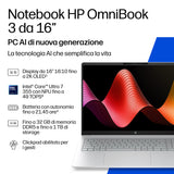 HP E0BL2EA laptop Copilot+ PC Intel Core Ultra 5 Computer portatile 40,6 cm (16") 2K 16 GB DDR5-SDRAM 512 GB SSD Wi-Fi 7 (802.11be) Windows 11 Home Grigio, Argento