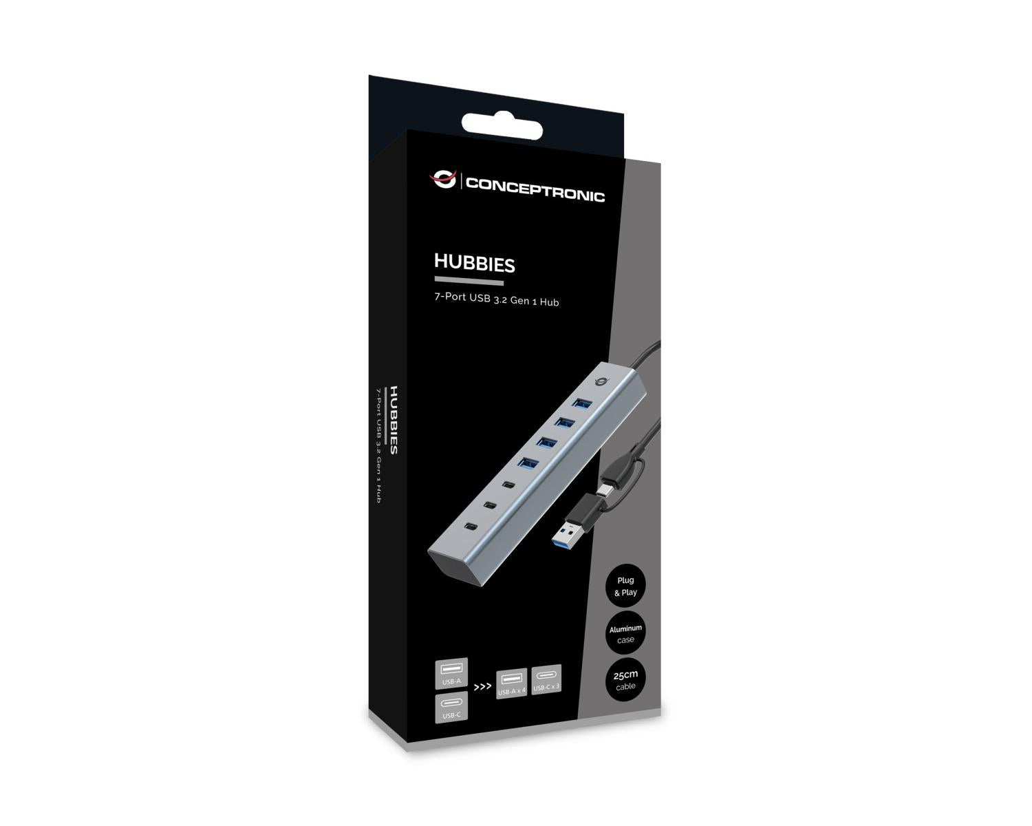Conceptronic HUBBIES20G hub di interfaccia USB 3.2 Gen 1 (3.1 Gen 1) Type-C 5000 Mbit/s Grigio