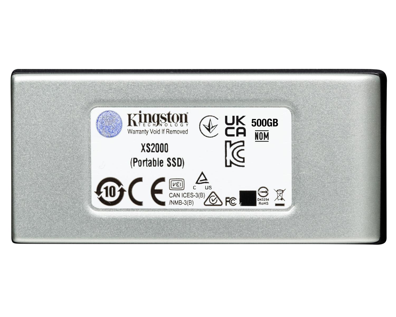 Kingston Technology XS2000 SSD Esterno Portatile 2 TB Nero Argento