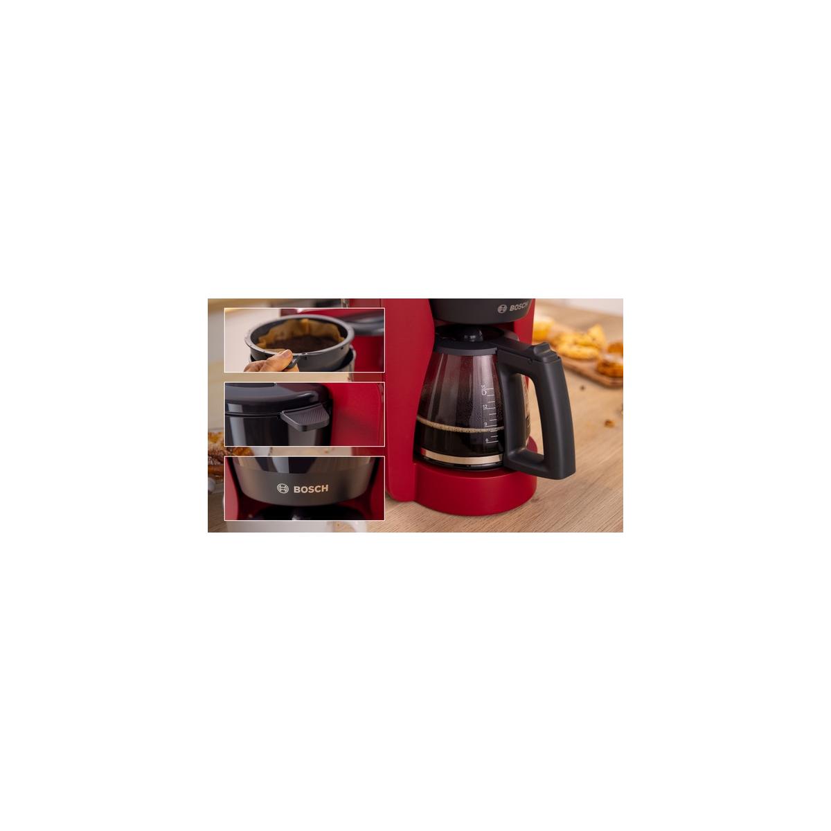 Bosch TKA3M134 Macchina per Caffe' con Filtro 1,25 L Rosso