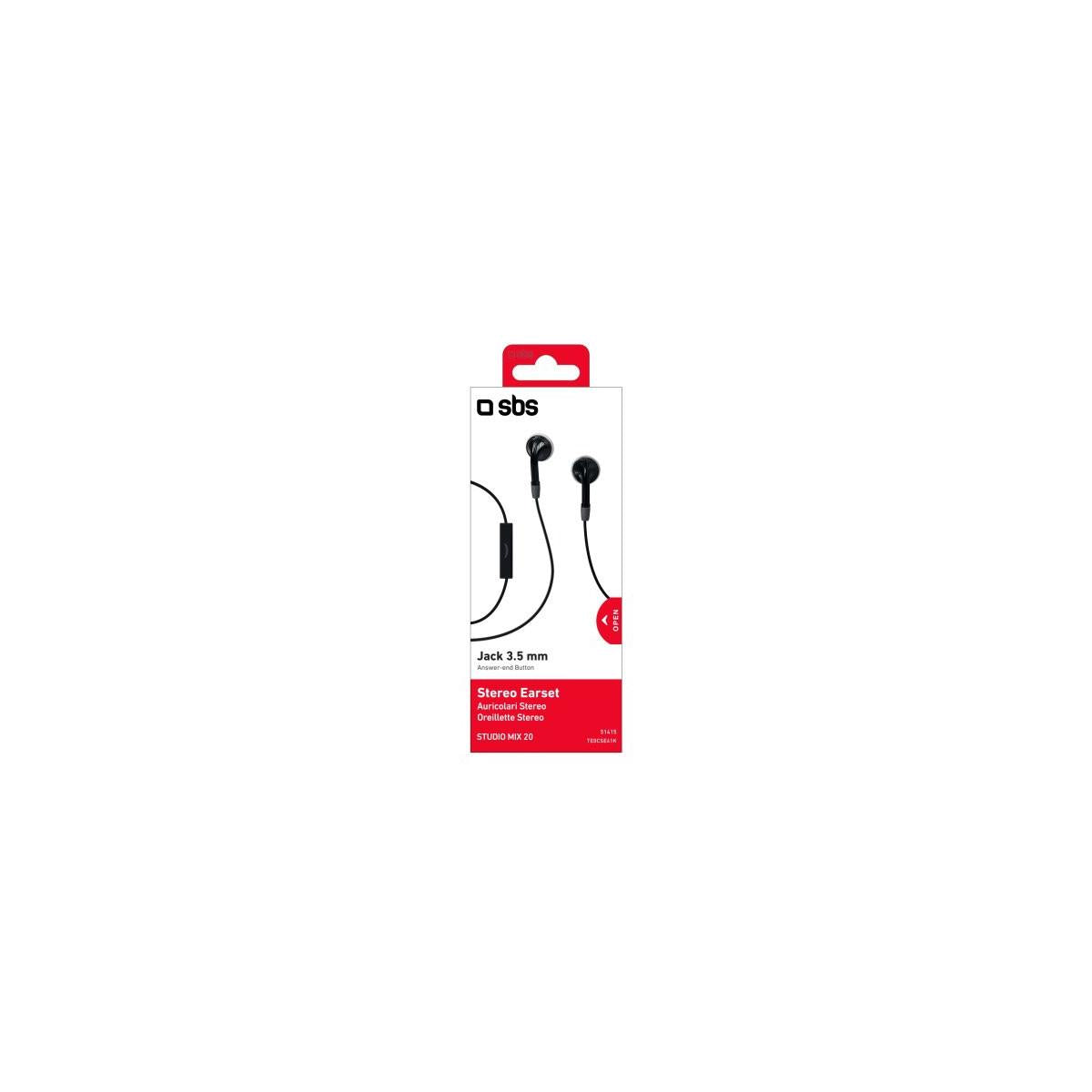 SBS Auricolari filo stereo Duo jack 3.5 mm con microfono e tasto alla risposta