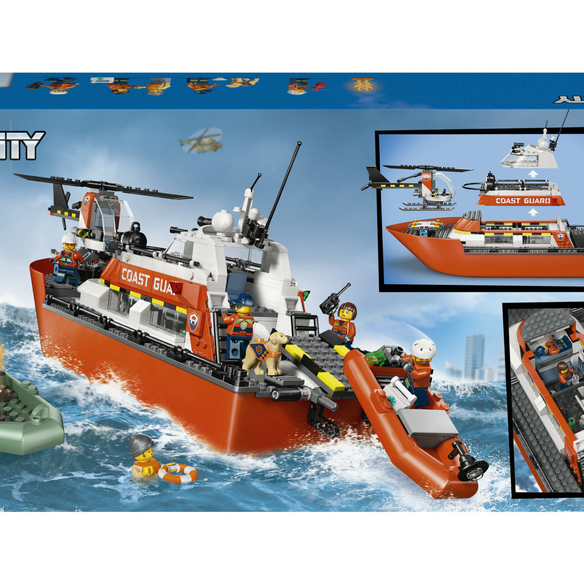 LEGO City Motoscafo Di Soccorso Ed Elicottero Della Guardia Costiera 60504