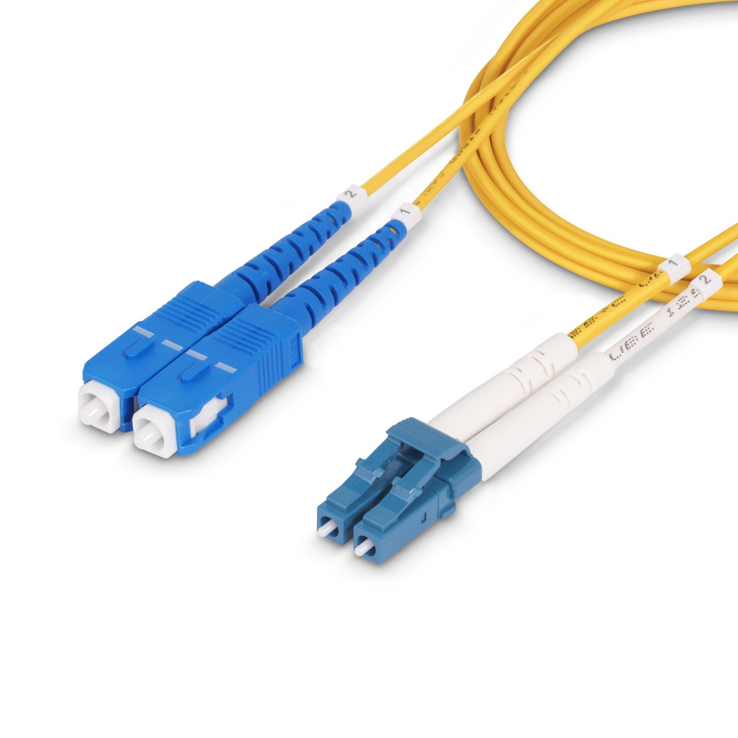 StarTech.com Cavo in fibra ottica duplex monomodale OS2 da LC a SC (UPC) da 2 m, 9/125µm, 100G, Insensibile alla piegatura, Bassa perdita di inserzione, Cavo patch in fibra LSZH