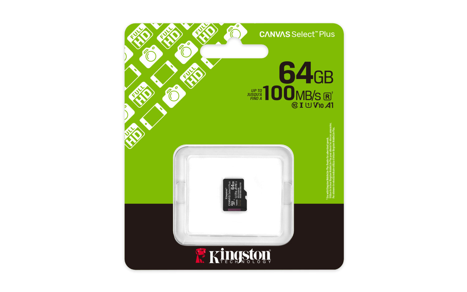 Kingston Technology 64GB micSDXC Canvas Select Plus Gen3 100R A1 (Adattatore SD non incluso)