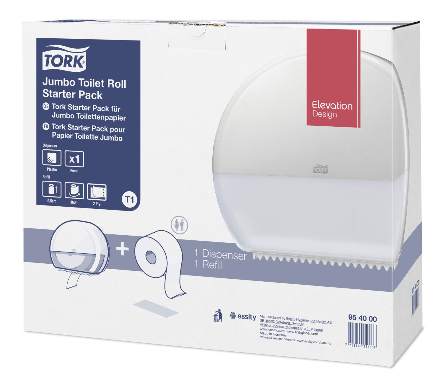Tork 95 40 00 Bianco Plastica Distributore di carta igienica