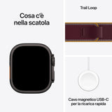 Apple Watch Ultra 4 GPS + Cellular, Cassa 49 mm in titanio nero con Trail Loop borgogna - S/M
