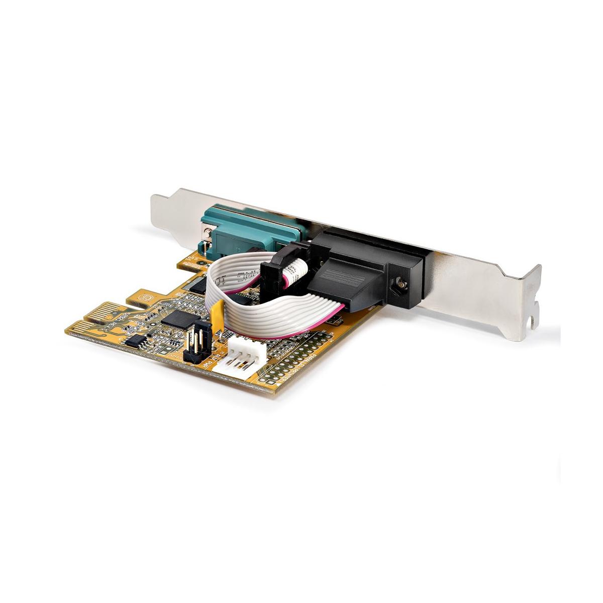 StarTech.com Scheda seriale PCI Express a due porte - Scheda di interfaccia seriale da PCIe a 2x RS232 (DB9)- Scheda PCIe con staffe standard o a basso profilo - 16C1050 UART - Ritenzione COM - Windows e Linux