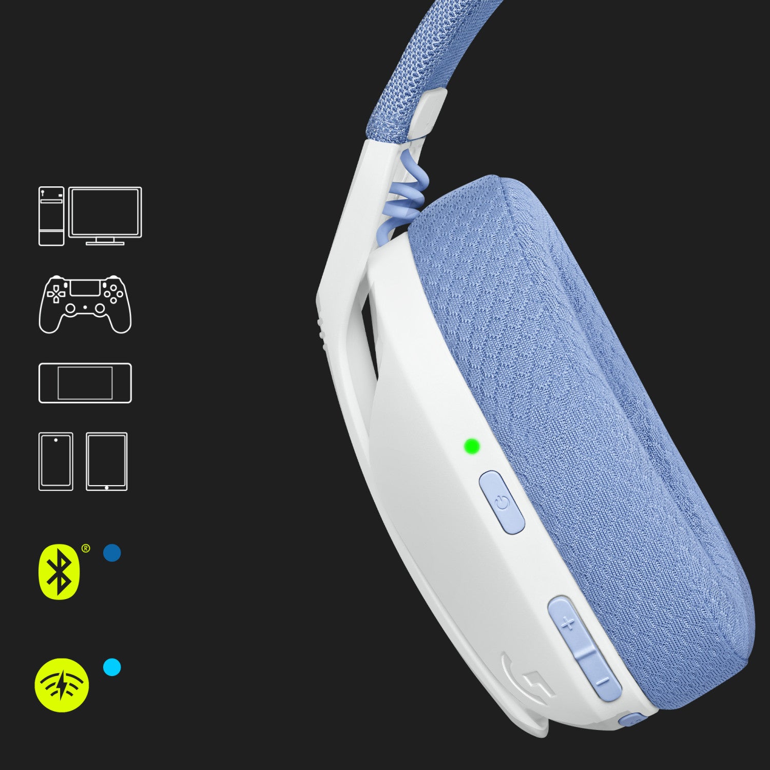 Logitech G Logitech G435 LIGHTSPEED Cuffie Gaming Wireless Bluetooth per PC PS4 PS5 Smartphone Bianco