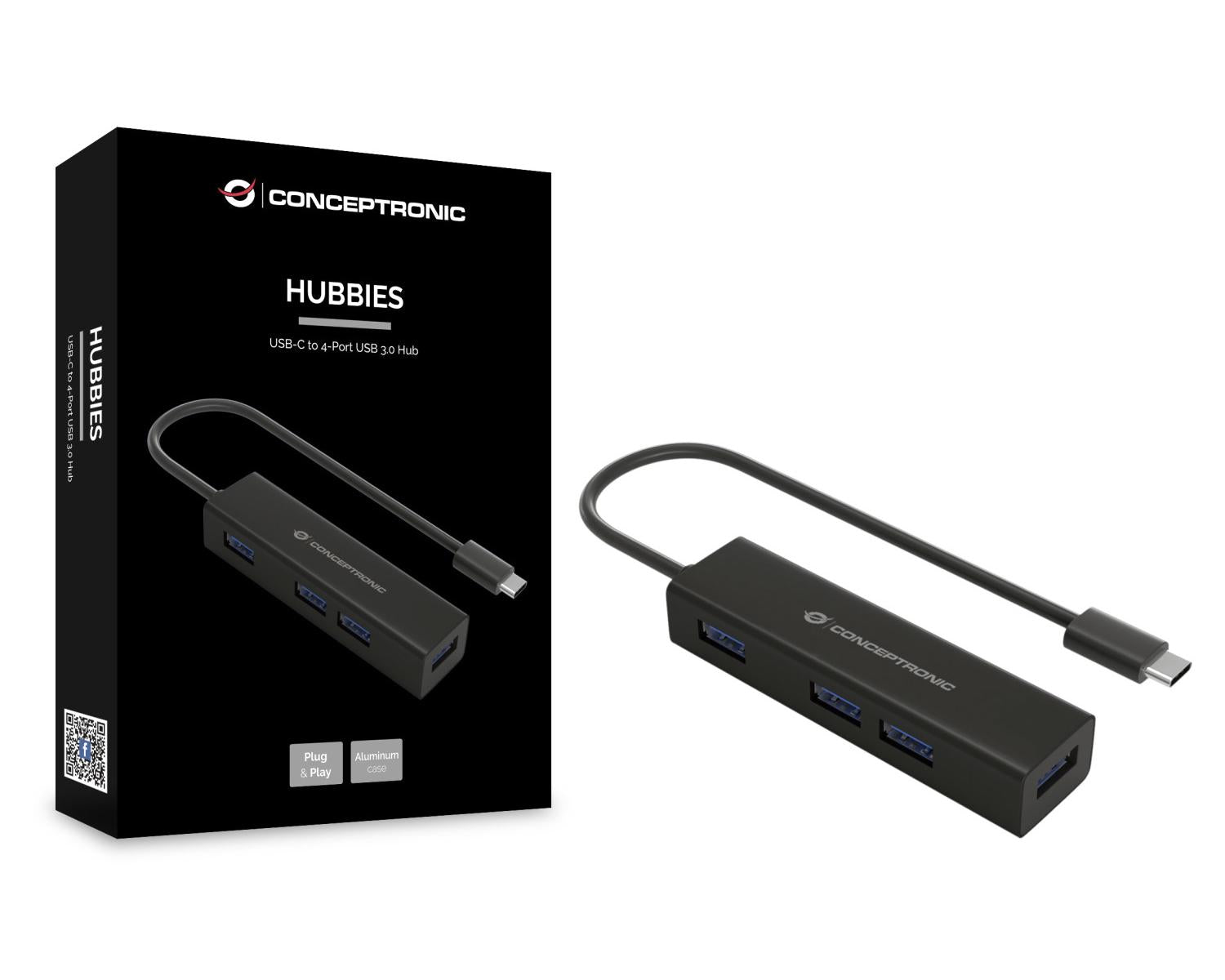 Conceptronic HUBBIES07B hub di interfaccia USB 3.2 Gen 1 (3.1 Gen 1) Type-C 5000 Mbit/s Nero