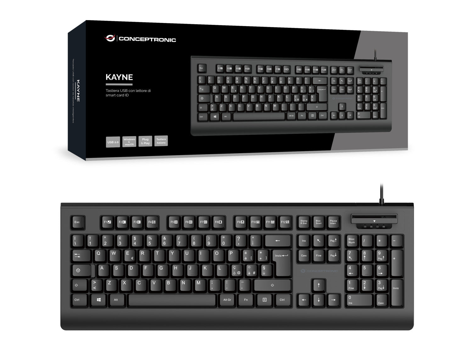 Conceptronic KAYNE01IT tastiera Ufficio USB QWERTY Italiano Nero