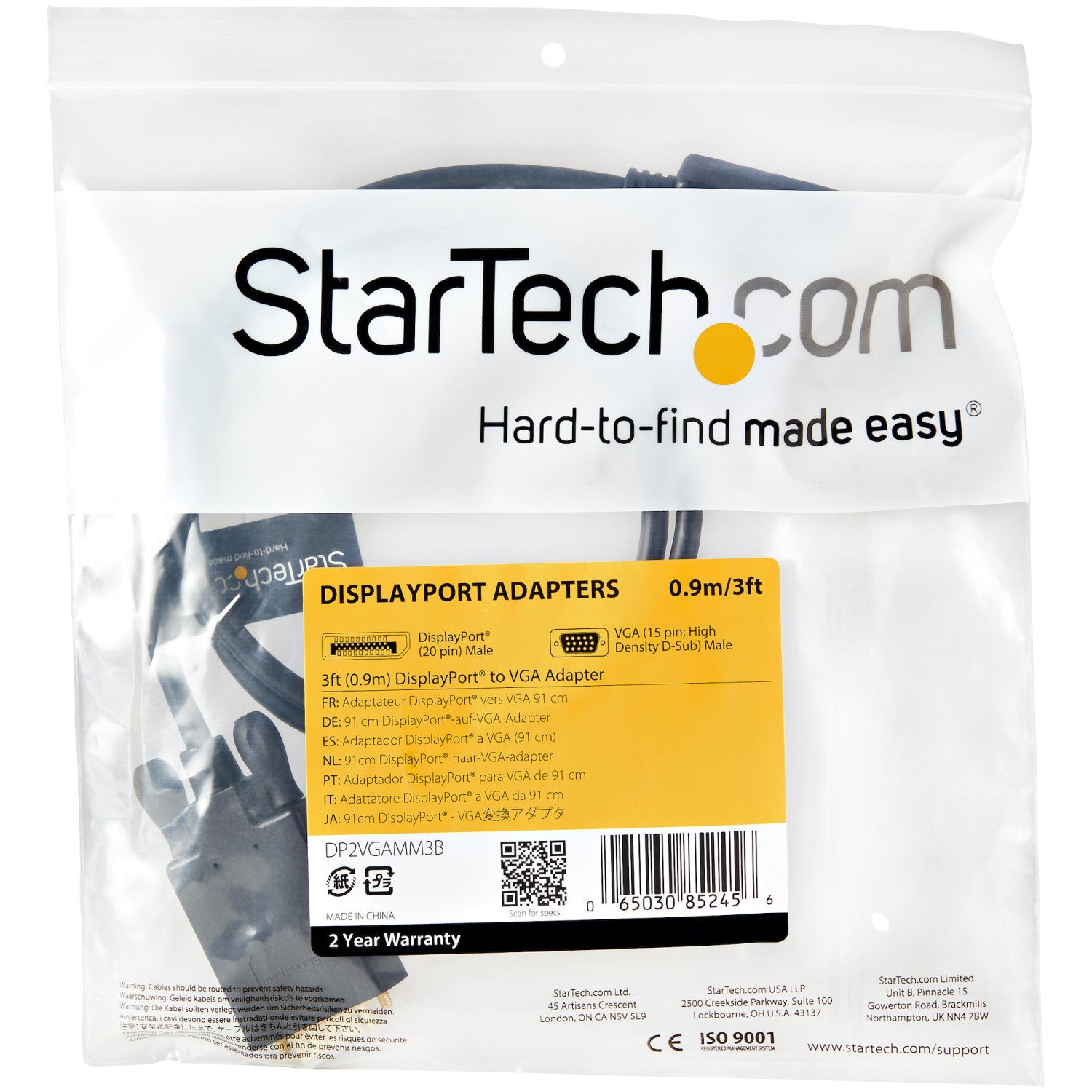 StarTech.com DP2VGAMM3B cavo e adattatore video 0,91 m VGA (D-Sub) Nero