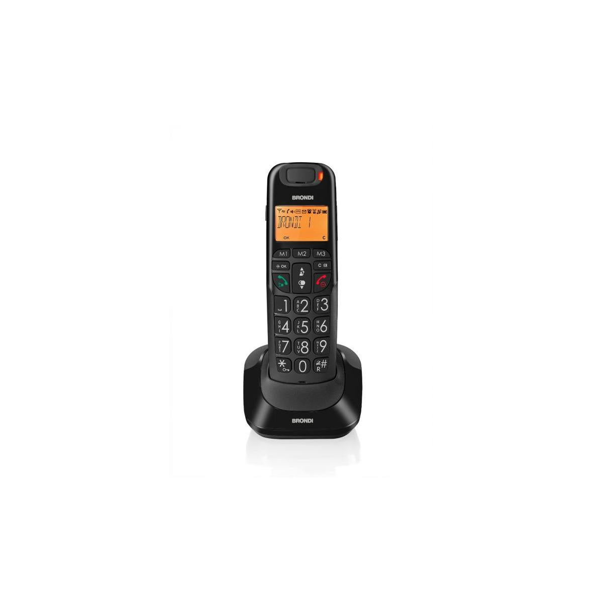 Brondi Bravo Bright Telefono DECT Cordless Identificatore di Chiamata Nero
