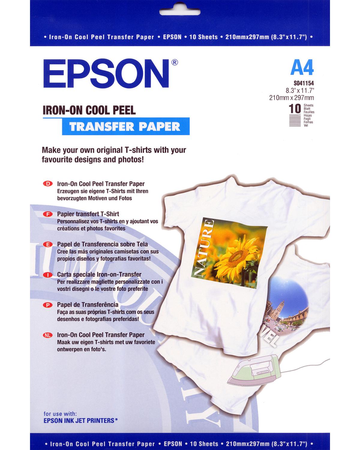 Epson C13S041154 Carta Speciale Iron on Transfer S041154 A4 Tessuto 10FF Bianco