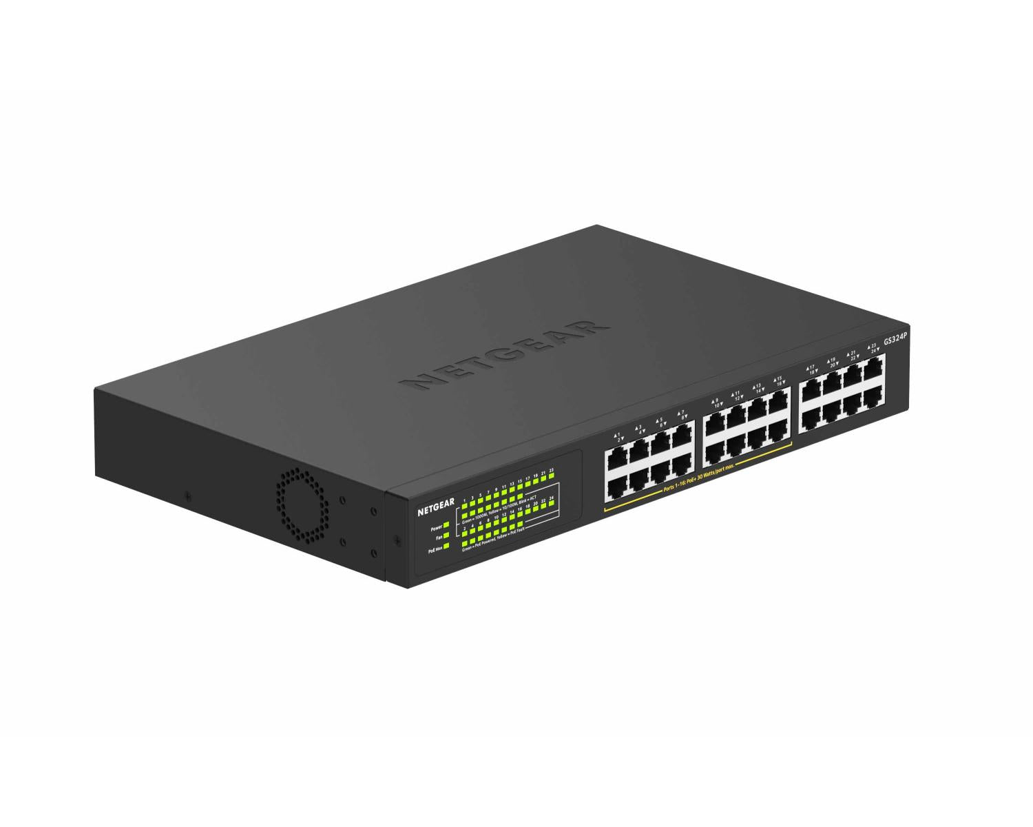 NETGEAR GS324P Non gestito Gigabit Ethernet (10/100/1000) Supporto Power over Ethernet (PoE) 1U Nero