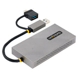 StarTech.com Adattatore USB 3.0 a HDMI, Scheda Video Esterna USB 3.0 a Doppio HDMI (1x 4K30Hz/1x 1080p), Cavo da 11cm integrato con Dongle da USB-A a USB-C; Convertitore da USB-A/C a Dual HDMI - Win/Mac
