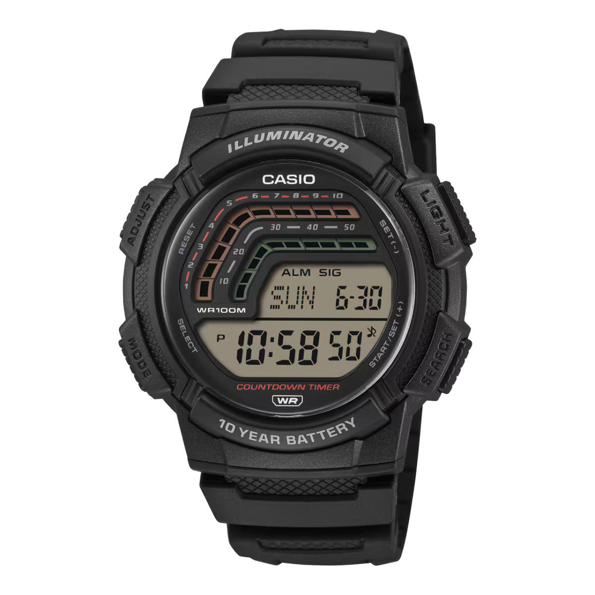 Casio WS-1800-1AVEF Orologio Digitale Unisex Quarzo Cinturino in Gomma Nero Resistente all'Acqua 10 Atm