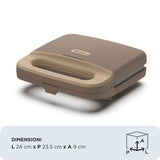 Ariete 1971 Tostiera Breakfast Wood, Griglia Elettrica Panini, 750W, Effetto Legno, Piastra Antiaderente Grill 23x13cm, Riponimento Verticale, Tortora