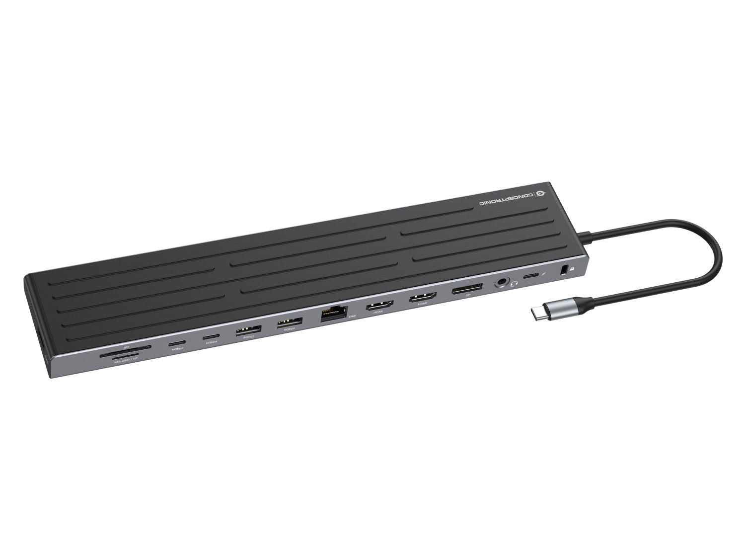 Conceptronic DONN32B replicatore di porte e docking station per laptop Cablato USB 3.2 Gen 1 (3.1 Gen 1) Type-C Grigio, Argento