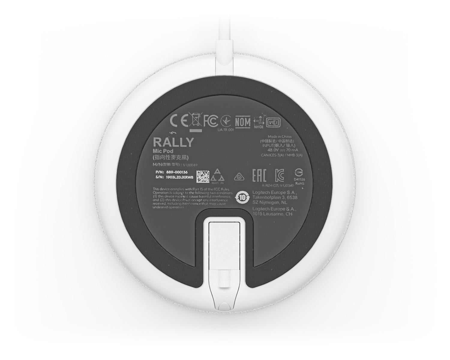 Logitech Rally Mic Pod Bianco Microfono da tavolo