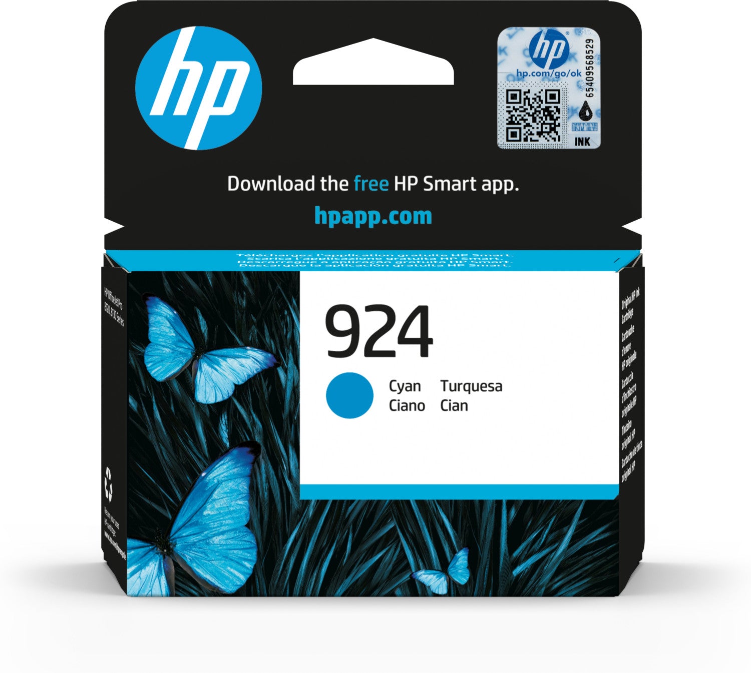 HP 924 Cyan Original Ink Cartridge Cartuccia d'Inchiostro 1 pz Resa Standard