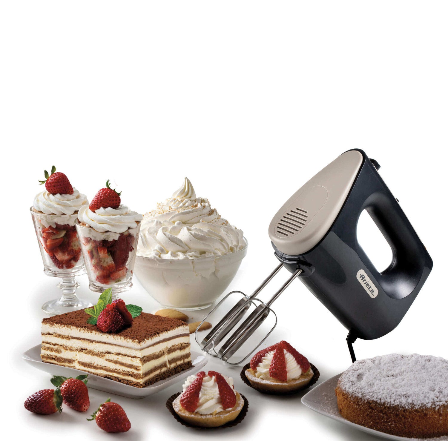 Ariete 1545 Sbattitore Breakfast, 450W, 5 velocità, Funzione turbo, 2 fruste, Dark e Sahara Grey