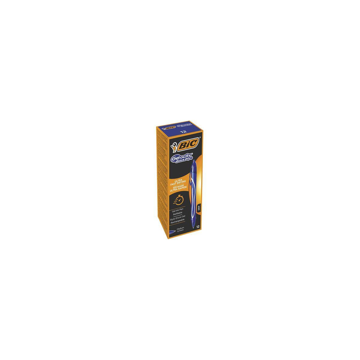 BIC Gel-ocity Quick Dry Blu Penna a sfera retrattile a clip Medio 12 pz