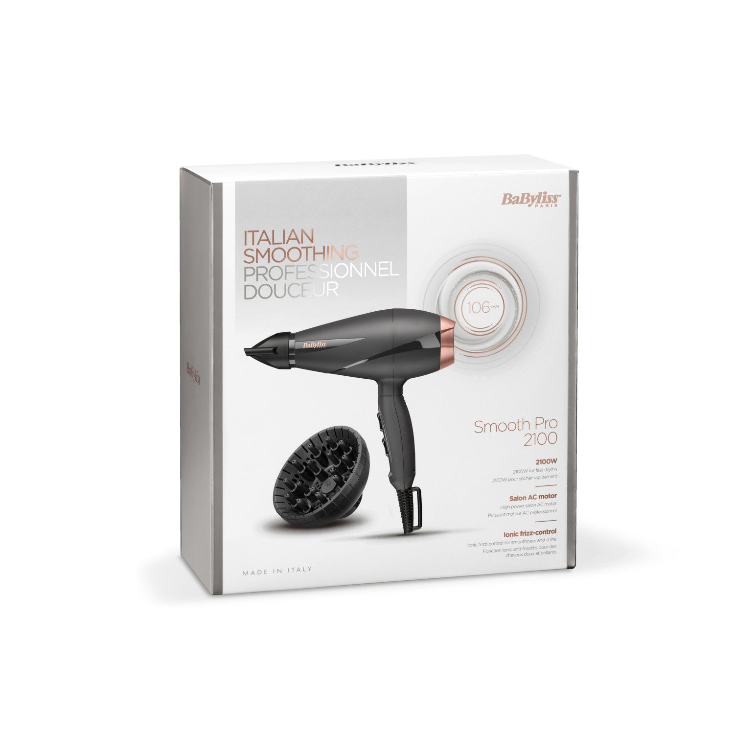 BaByliss Smooth Pro 2100 Asciugacapelli 2100 W Nero Oro Rosa