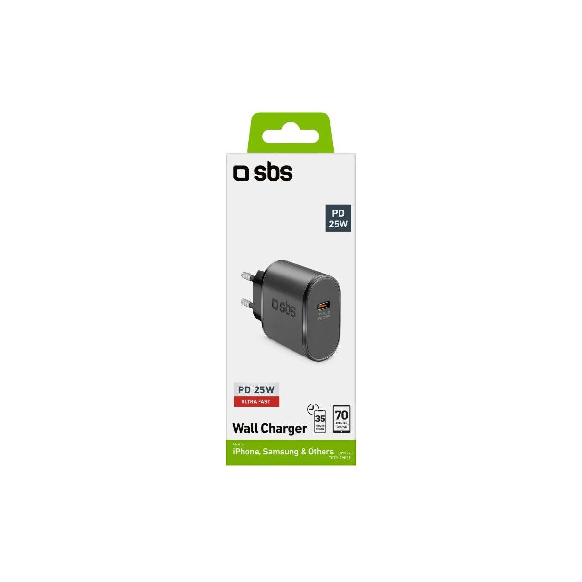 SBS TETR1CPD25 Caricabatterie per dispositivi mobili Smartphone. Tablet Nero AC Interno