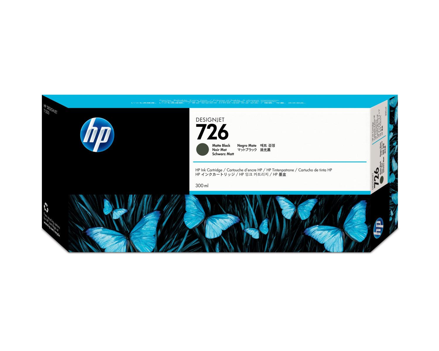 HP 726 300 ml Matte Black DesignJet Ink Cartridge Cartuccia d'Inchiostro Originale