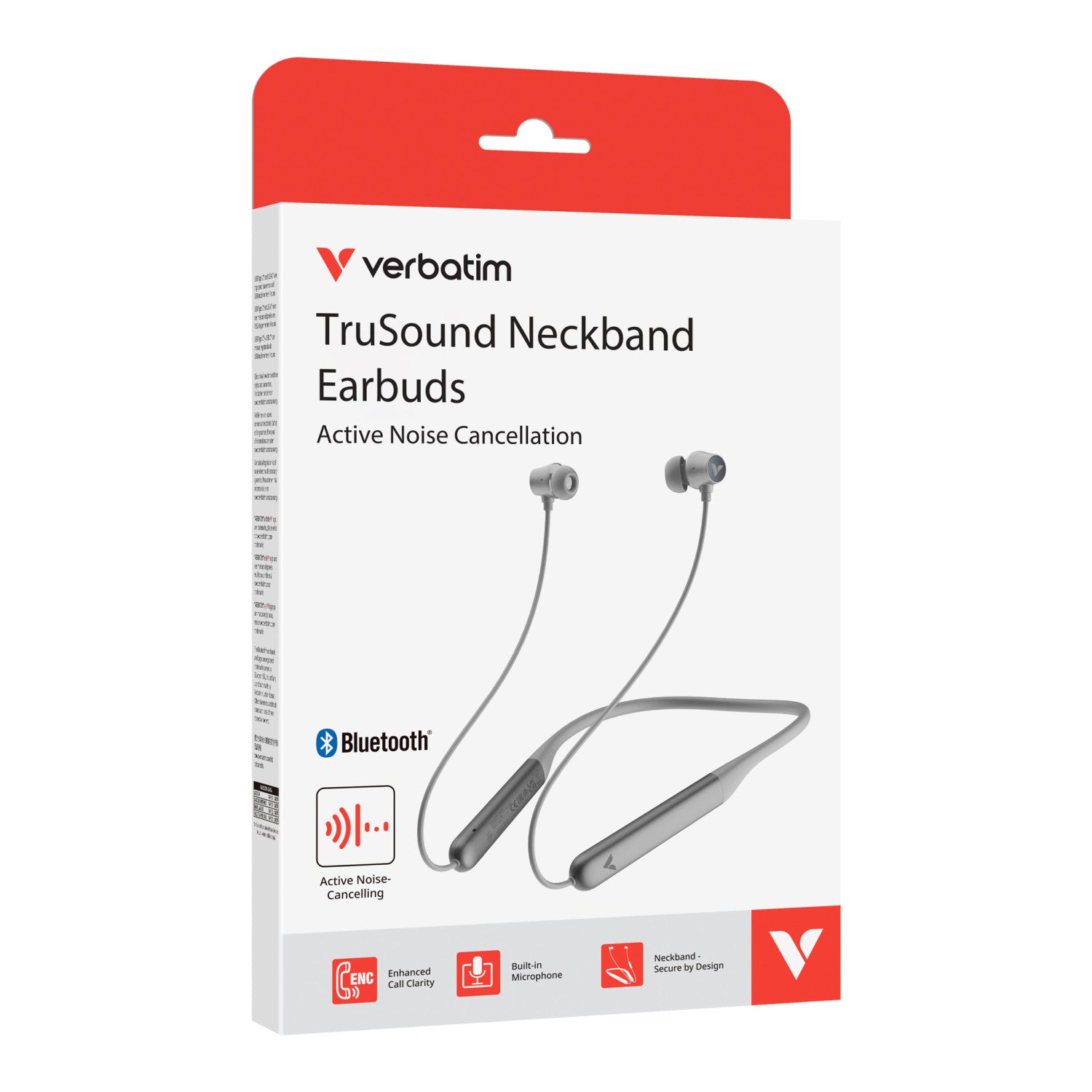 Verbatim TruSound ANC Auricolare Wireless Passanuca Musica/Giornaliera Bluetooth Grigio