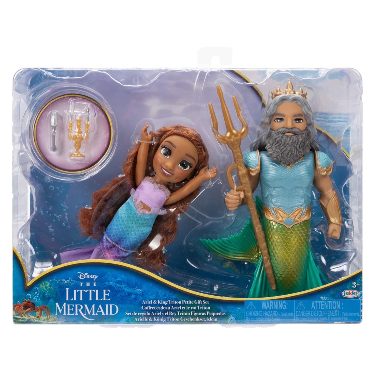 Jakks Pacific Bambola Mermaid la Sirenetta Ariel e Tritone 15 cm