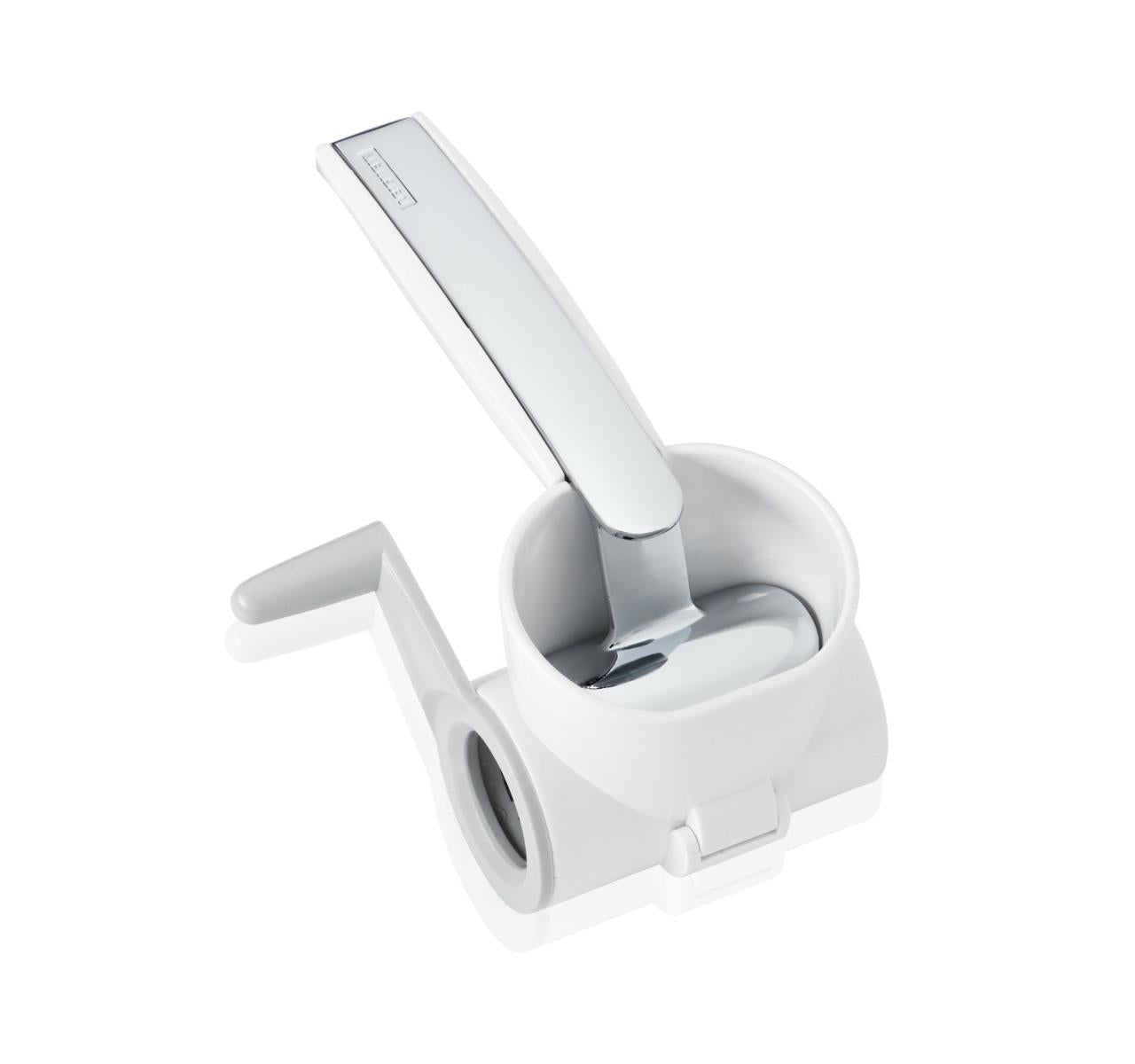 Grattugia Leifheit ComfortLine LFH3148 a Manovella per Formaggio Adatto a Destrimani e Mancini Bianco