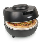 Forno per pizza Princess 115005 Pizzaiolo e forno Termostato e timer regolabili 1200 W Pietra per pizza in ceramica 410 gradi Diametro 30 cm Nero