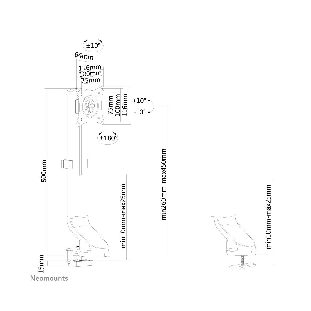 Neomounts FPMA-D860BLACK supporto da tavolo per Tv a schermo piatto 81,3 cm (32") Nero