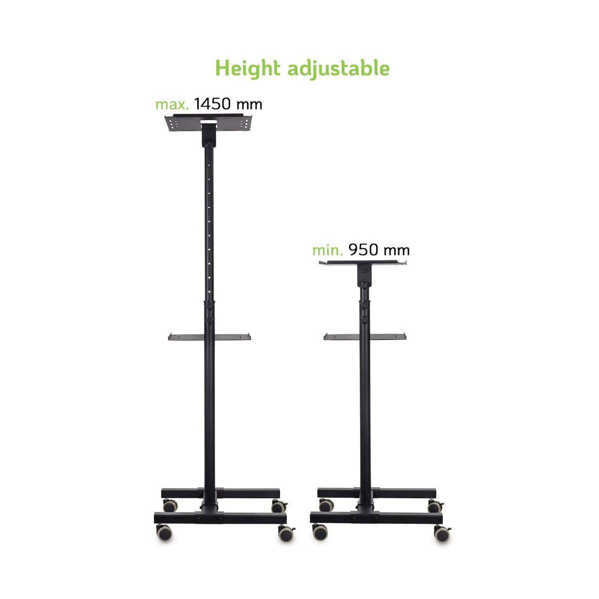 Techly ICA TB TPM 10 supporto per laptop Carrello per Proiettore Notebook Regolabile con Mensola Nero