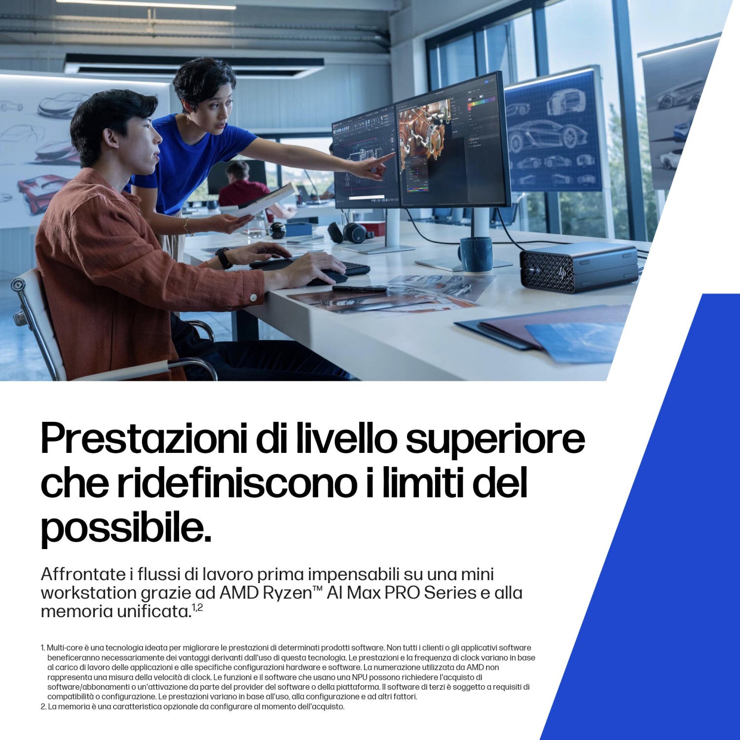 HP Z2 Mini G1a Wolf Pro Security Edition Copilot PC AMD Ryzen AI Max PRO 390 64 GB LPDDR5x-SDRAM 1 TB SSD Windows 11 Pro Mini PC Stazione di lavoro AI Workstation, AI PC Nero