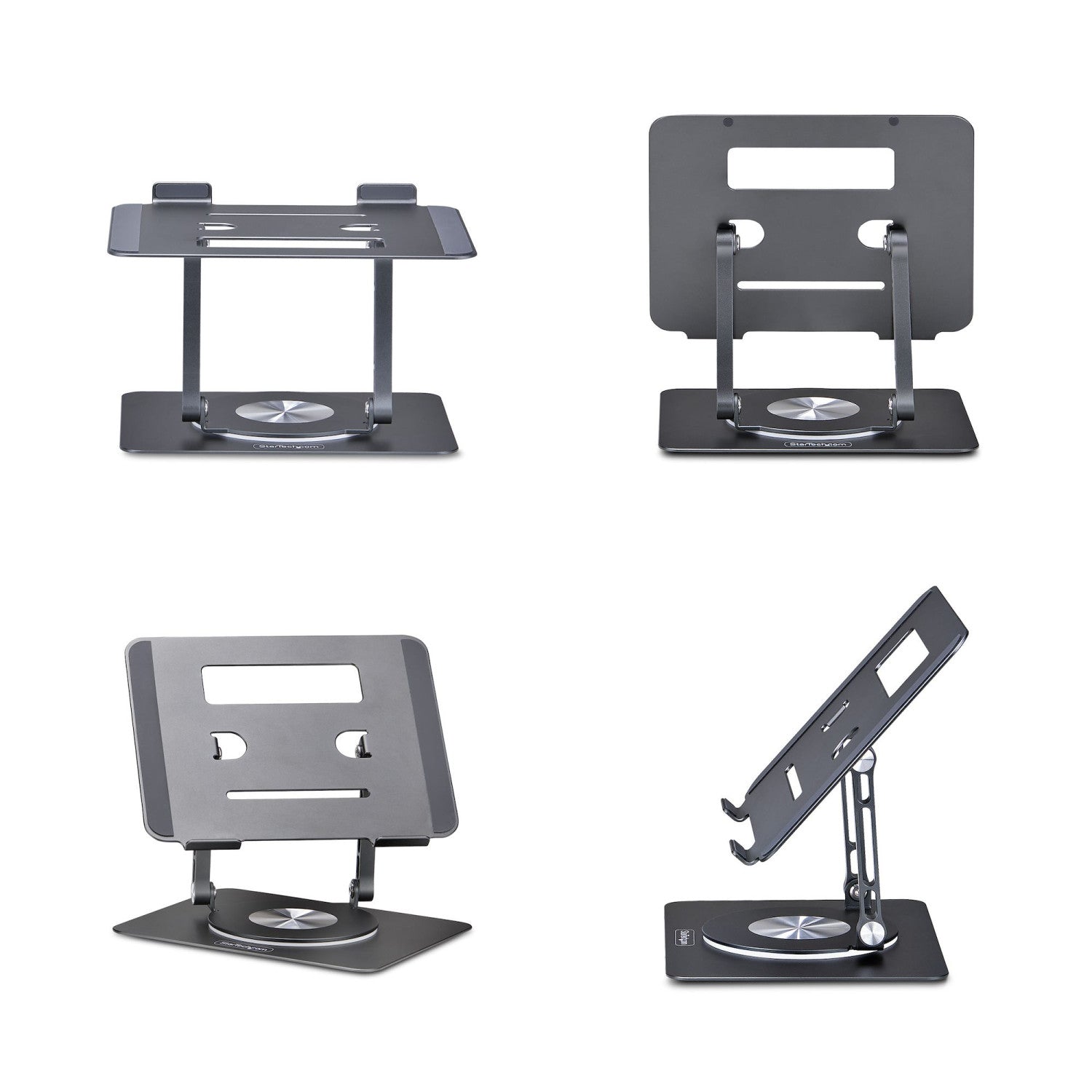 StarTech.com Supporto per PC portatile con rotazione a 360 , rialzo ergonomico da scrivania per laptop, rialzo con inclinazione regolabile, max 5 kg, alluminio