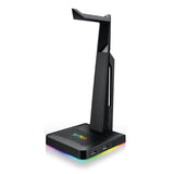 Spyco Supporto Cuffie Gaming Keeper HS-131 LED RGB 6 Modalità 2 Porte USB 2.0 Base Antiscivolo Plug-and-Play Nero