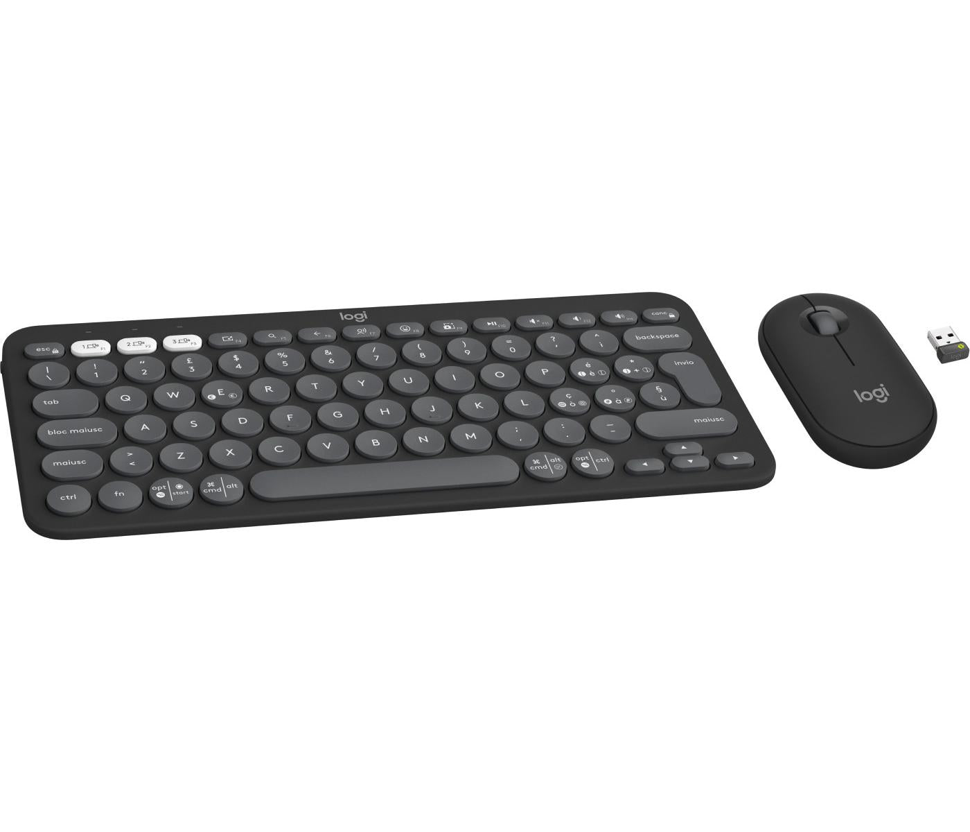 Logitech Pebble 2 Combo Tastiera Mouse Incluso RF Senza Fili Bluetooth QWERTY Italiano Grafite