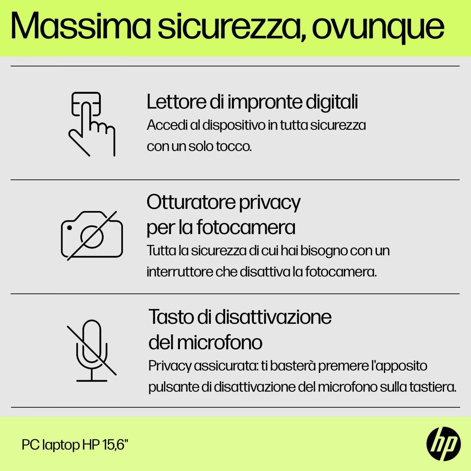 HP Laptop 15-fd0123nl Intel Core 3 100U Computer portatile 39,6 cm (15.6") Full HD 8 GB DDR5-SDRAM 512 GB SSD Wi-Fi 6 (802.11ax) Windows 11 Home Argento