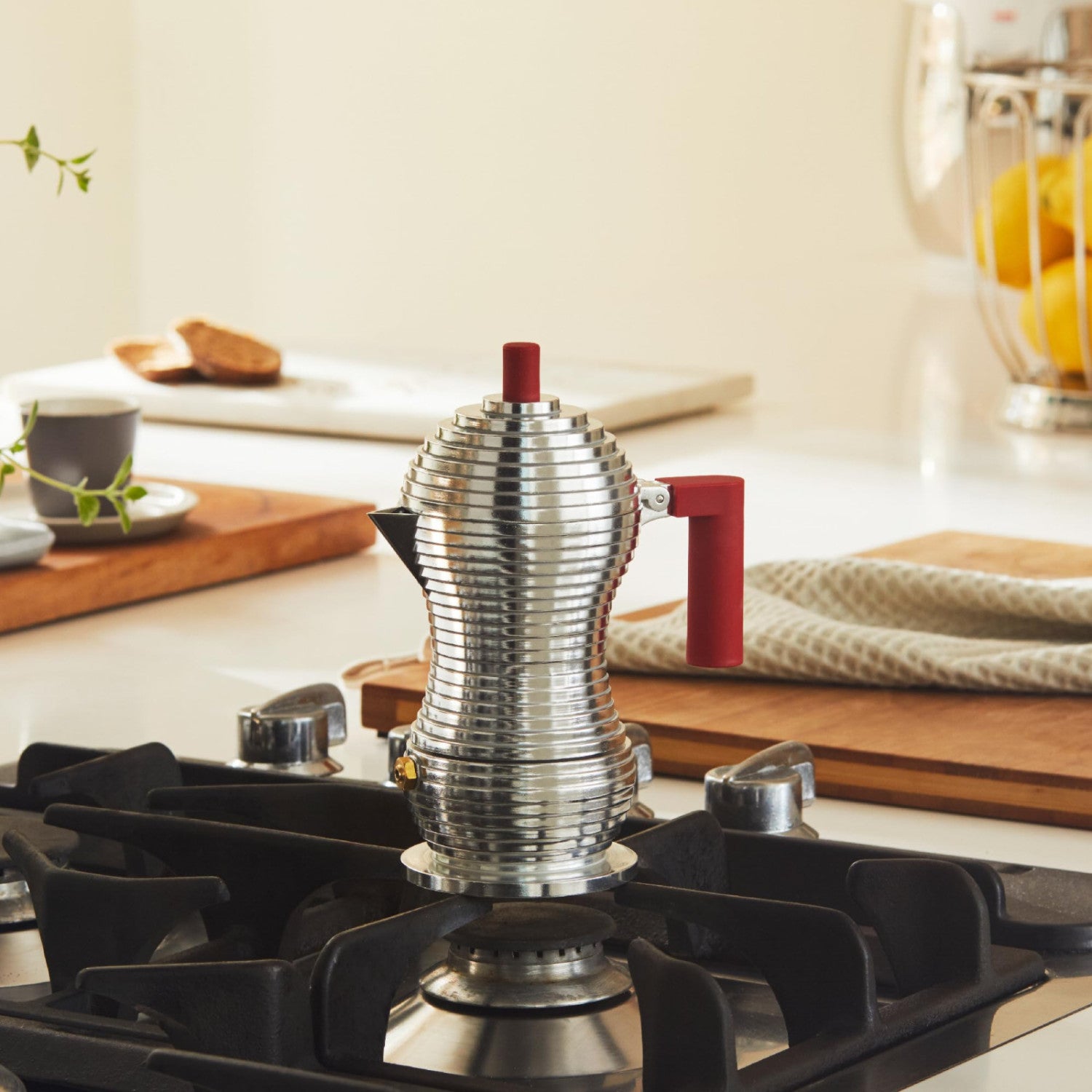 Alessi Pulcina Caffettiera Espresso MDL02/1 R, Alluminio, 1 Tazza, Rosso