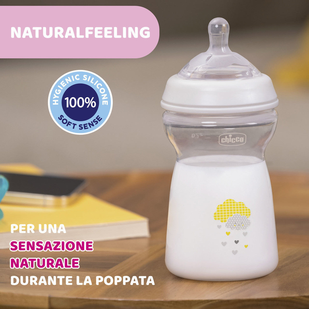 Chicco Natural Feeling biberon 330 ml Grigio