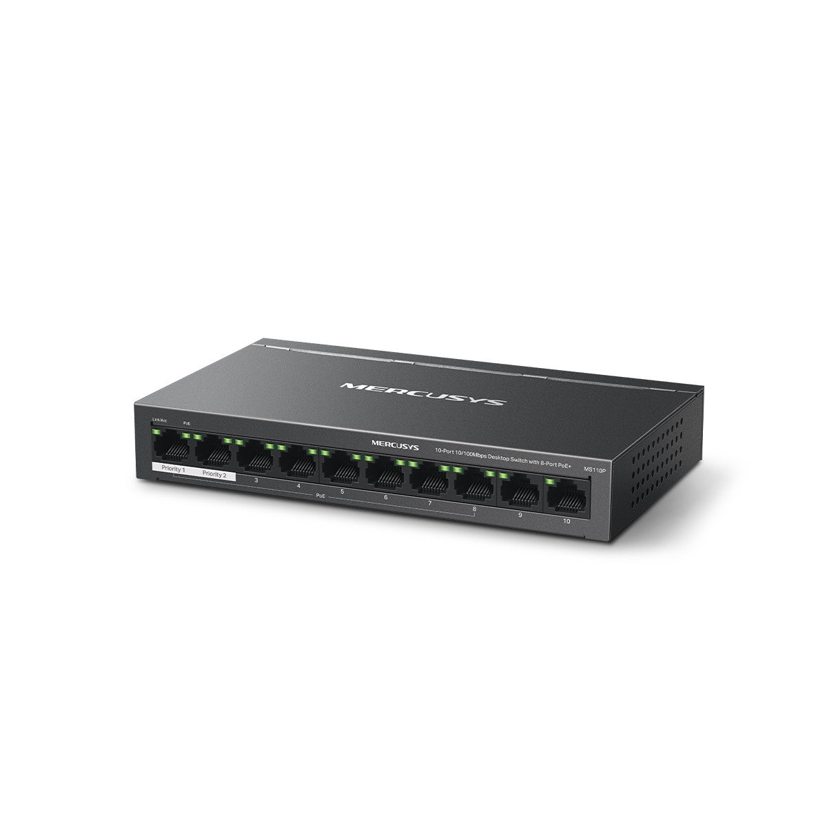 Mercusys MS110P switch di rete Gestito Fast Ethernet (10/100) Supporto Power over Ethernet (PoE) Nero