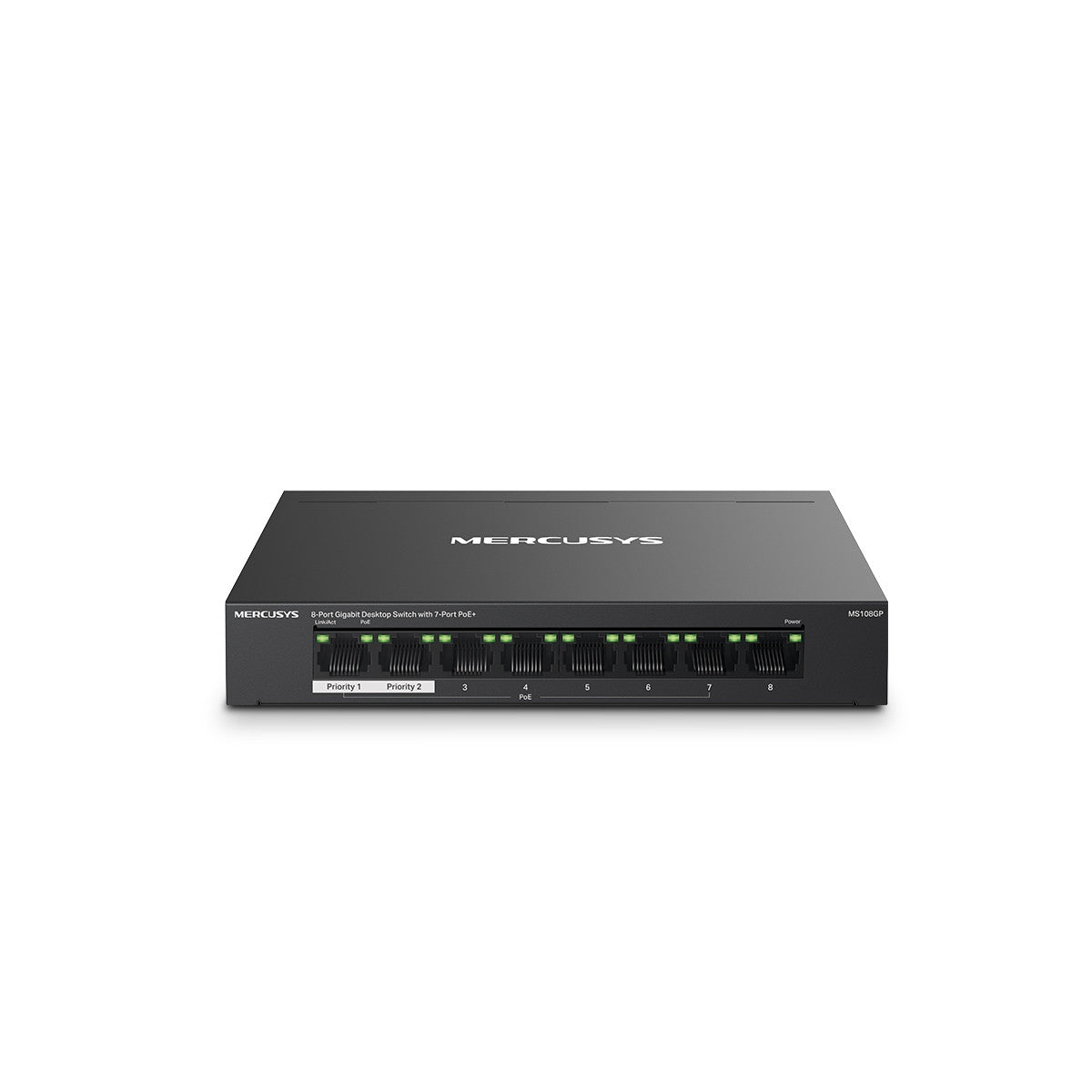 Mercusys MS108GP switch di rete Gestito Gigabit Ethernet (10/100/1000) Supporto Power over Ethernet (PoE) Nero