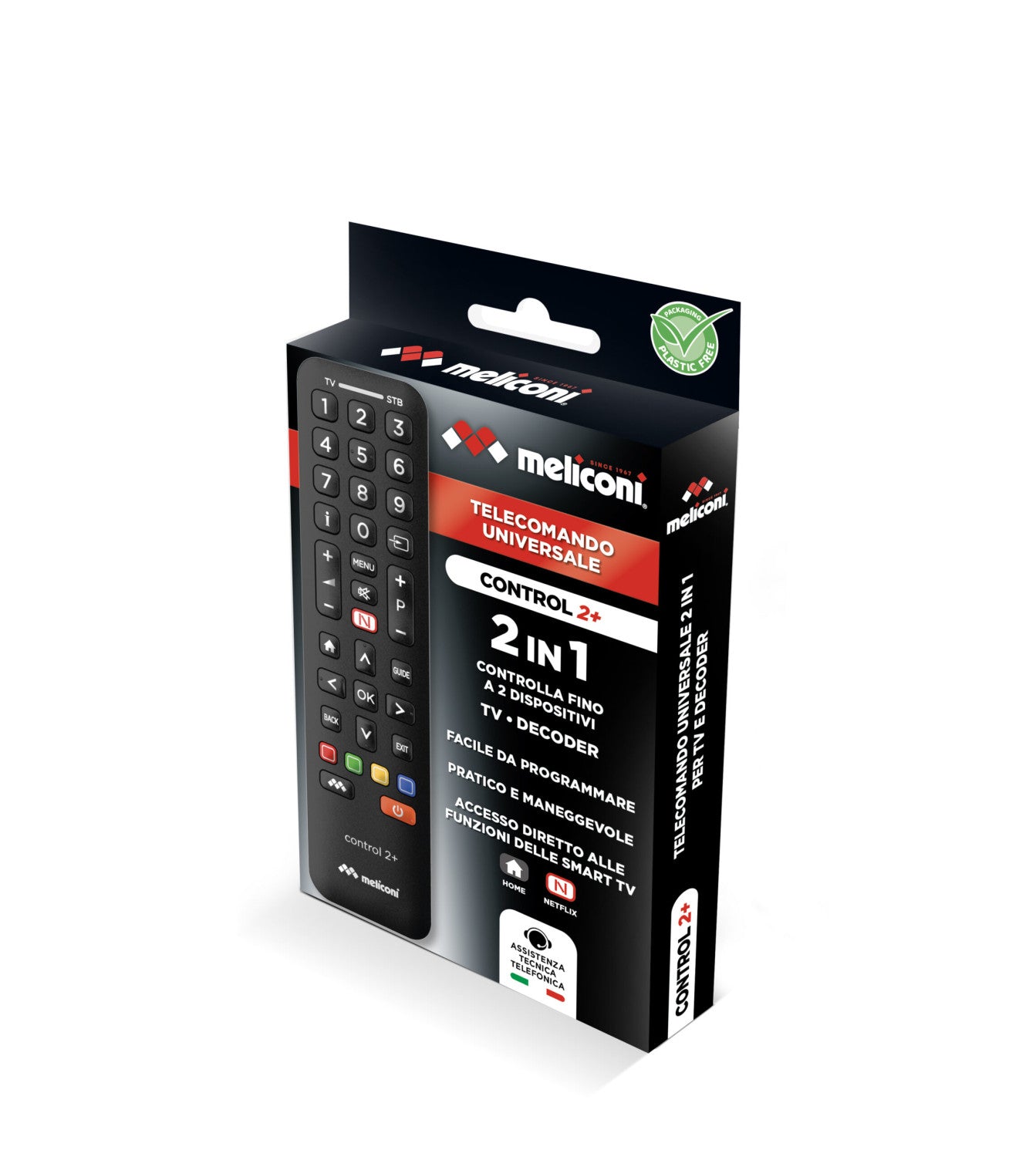 Meliconi Control 2 Telecomando IR Wireless TV Set-top box TV Pulsanti