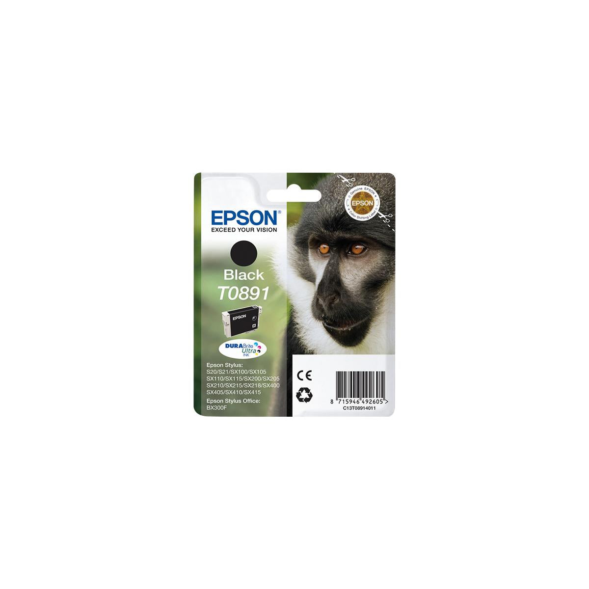 Epson Monkey T0891 cartuccia d'inchiostro 1 pz Originale Nero