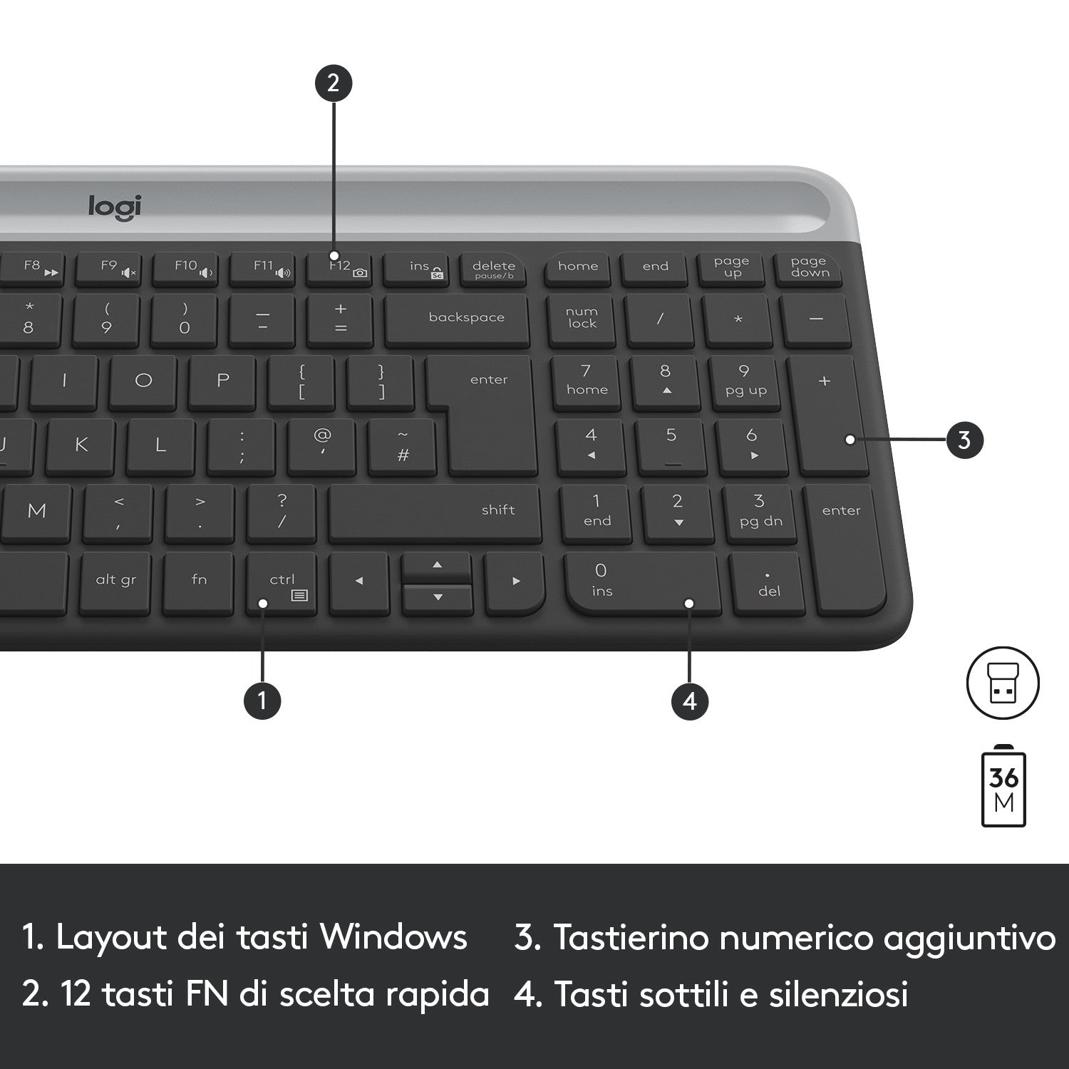 Kit Mouse e Tastiera Logitech MK470 Wireless per Windows Italiano QWERTY Grigio